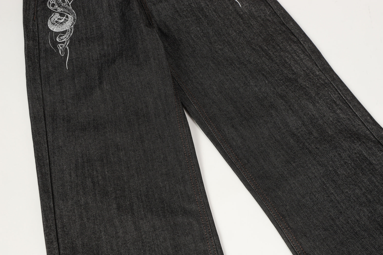 Snake Embroidery | Denim Jeans - Luxuryurbanwear