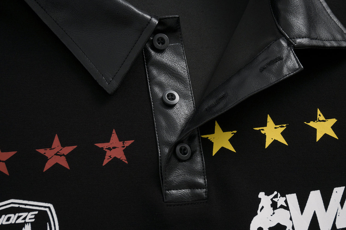 Star Print Patchwork | Leather-Neck Sweatshirt - Luxuryurbanwear