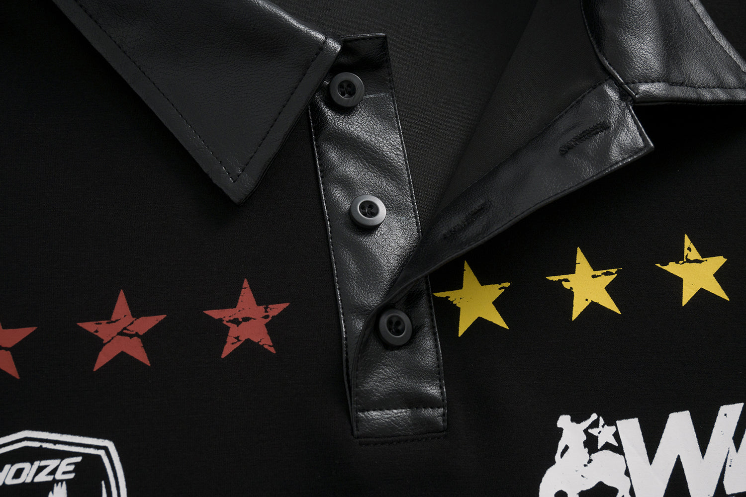 Star Print Patchwork | Leather-Neck Sweatshirt - Luxuryurbanwear
