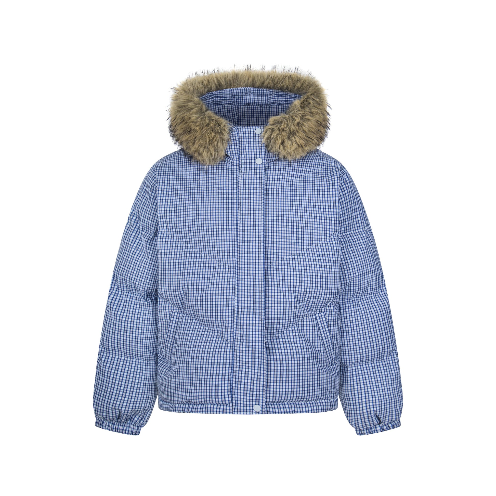 Winter Nest | Faux Fur Trimmed Plaid Puffer - Luxuryurbanwear