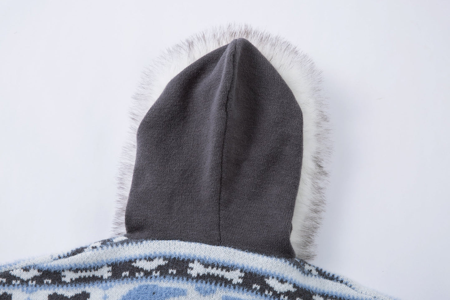 Powder Star | Striped Knit Hoodie with Faux Fur Hood - Luxuryurbanwear