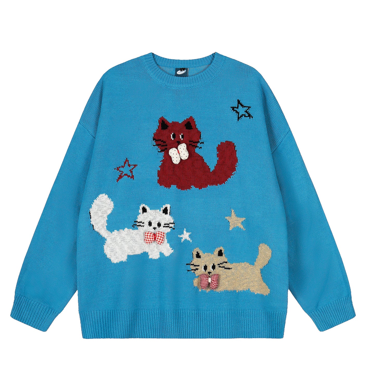 Bow Cats | Cozy Cartoon Knit Sweater - Luxuryurbanwear