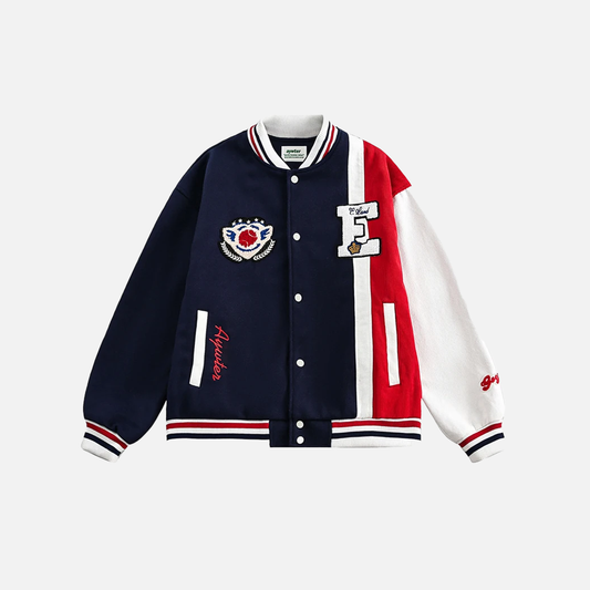Y2K Embroidered Patchwork Baseball Varsity Jacket - Luxuryurbanwear