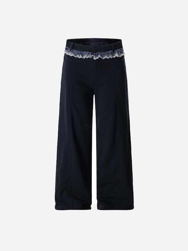Fashionable Lace Matching Loose Casual Pants - Luxuryurbanwear