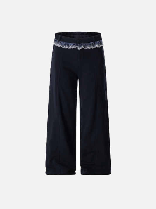 Fashionable Lace Matching Loose Casual Pants - Luxuryurbanwear