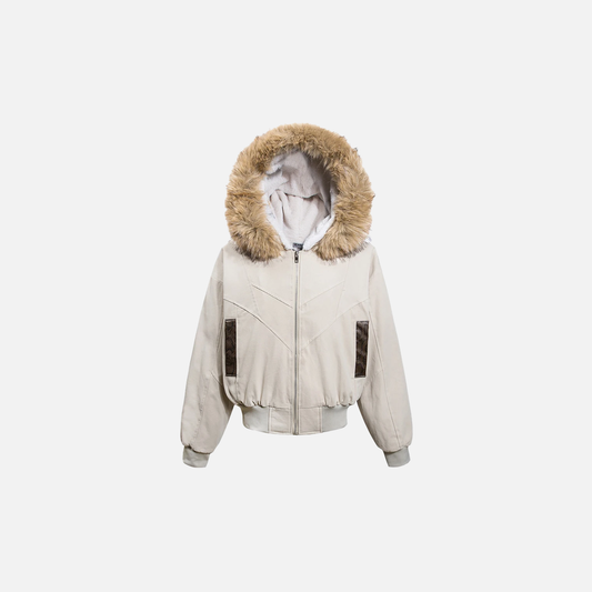 Plush Fleece Fur Collar Parkas Windbreaker Jacket - Luxuryurbanwear