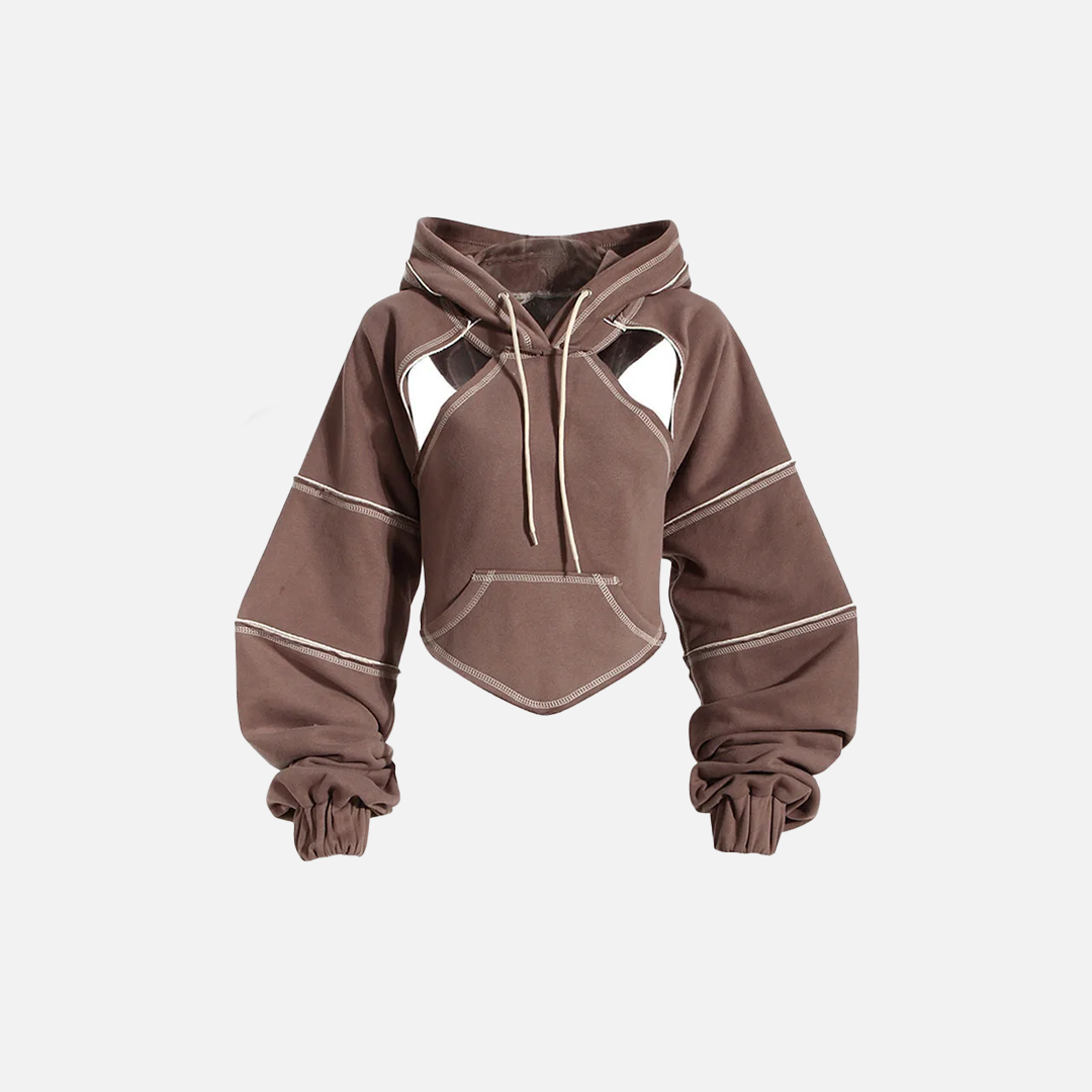 Y2K Contrast Color Open Line Hoodie - Luxuryurbanwear