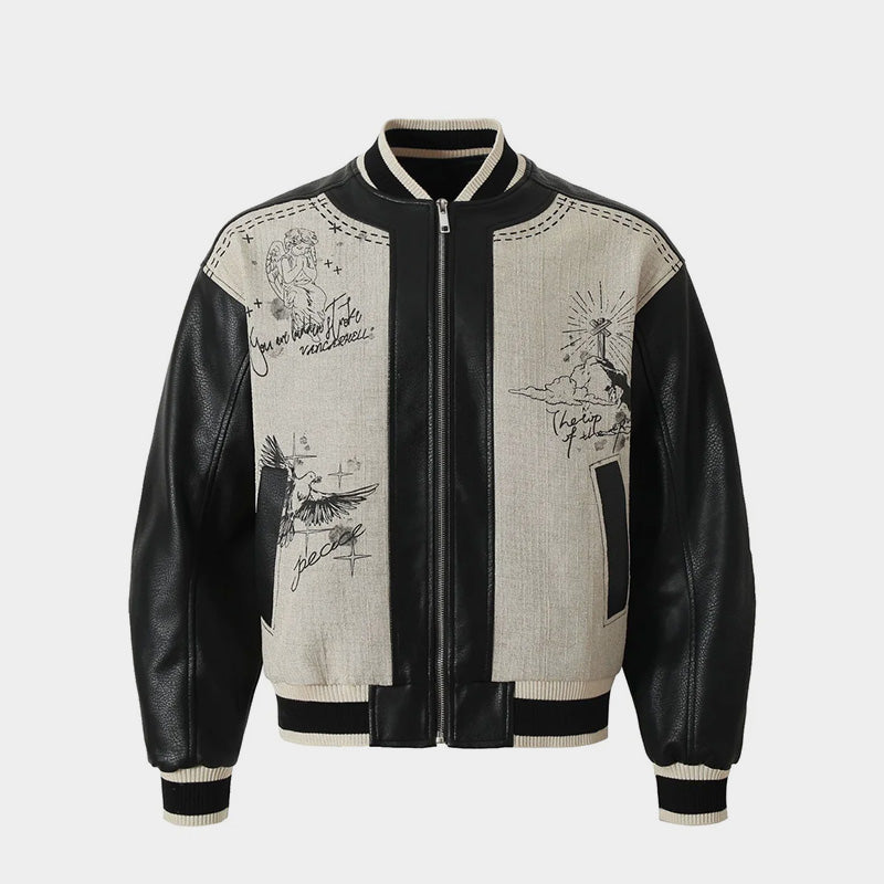 Street Art Graffiti | Leather Bomber Jacket - Luxuryurbanwear