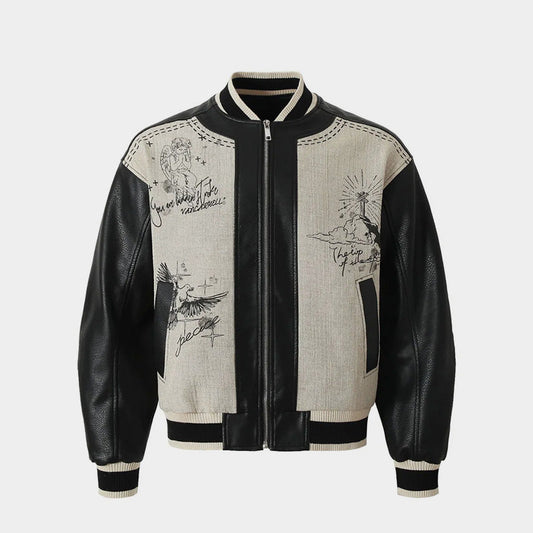 Street Art Graffiti | Leather Bomber Jacket - Luxuryurbanwear