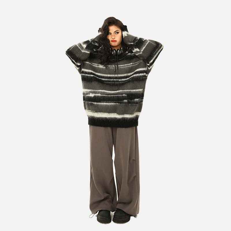 Retro Striped Color Matching Knit Sweater