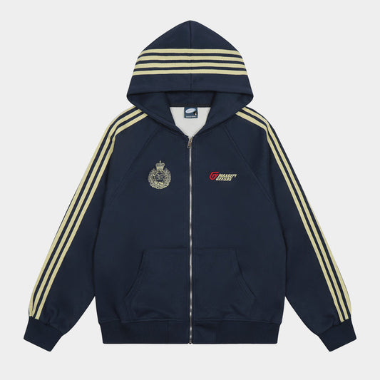 Retro Stripes | Varsity Zip Up Hoodie - Luxuryurbanwear