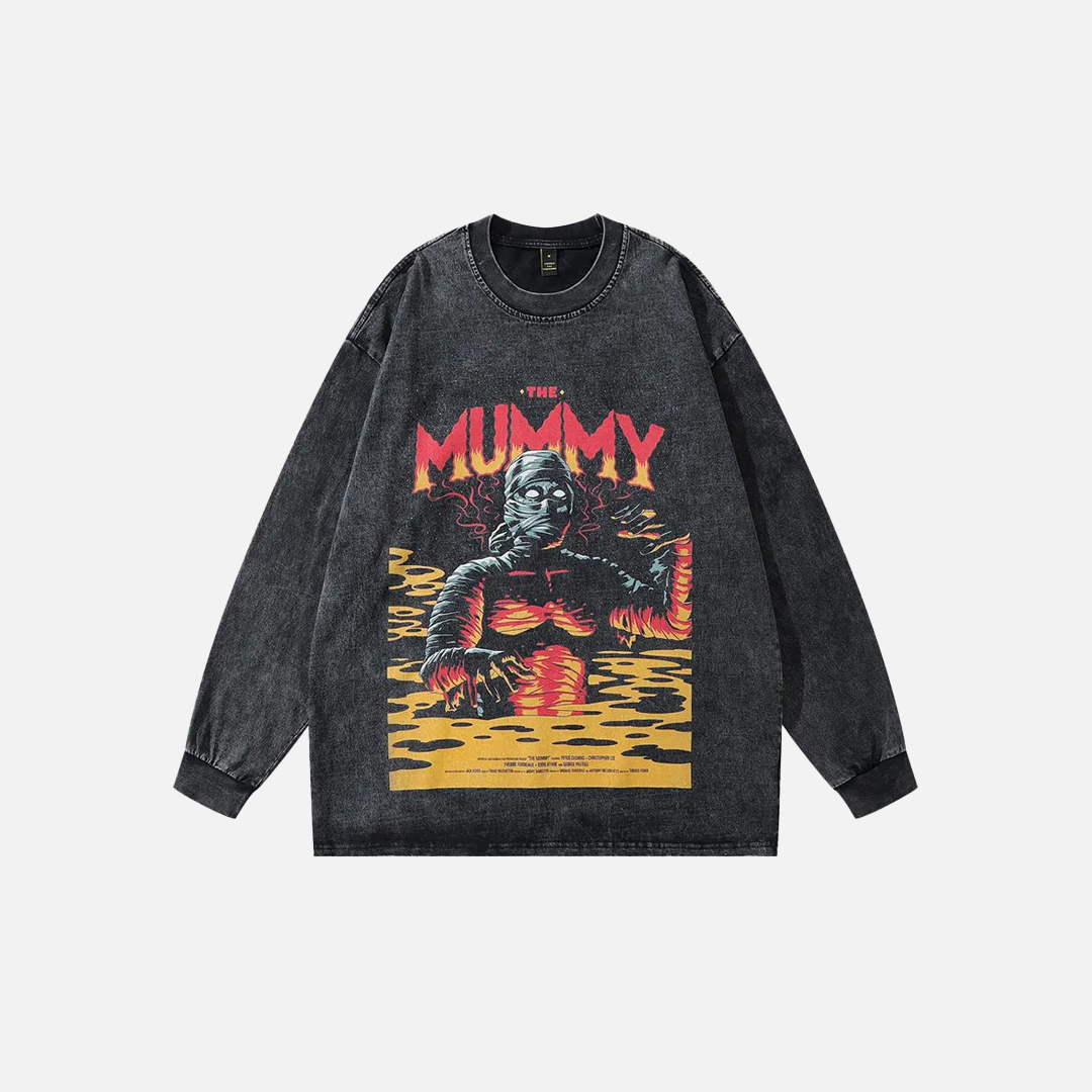 Streetwear Graphic Print Oversize Long Sleeve T-Shirt - Luxuryurbanwear