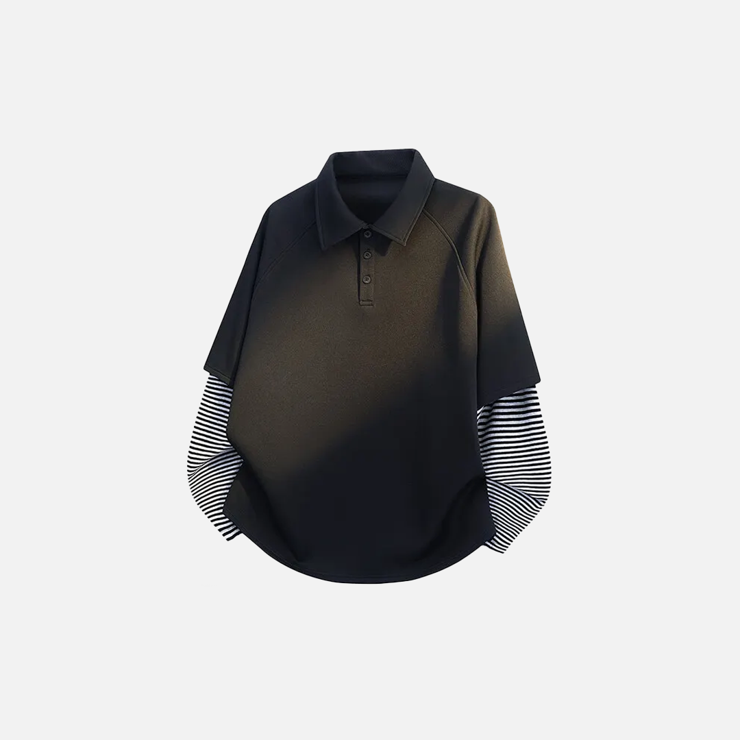 Casual Spring Fake Two Piece Polo Sweatshirt - Luxuryurbanwear