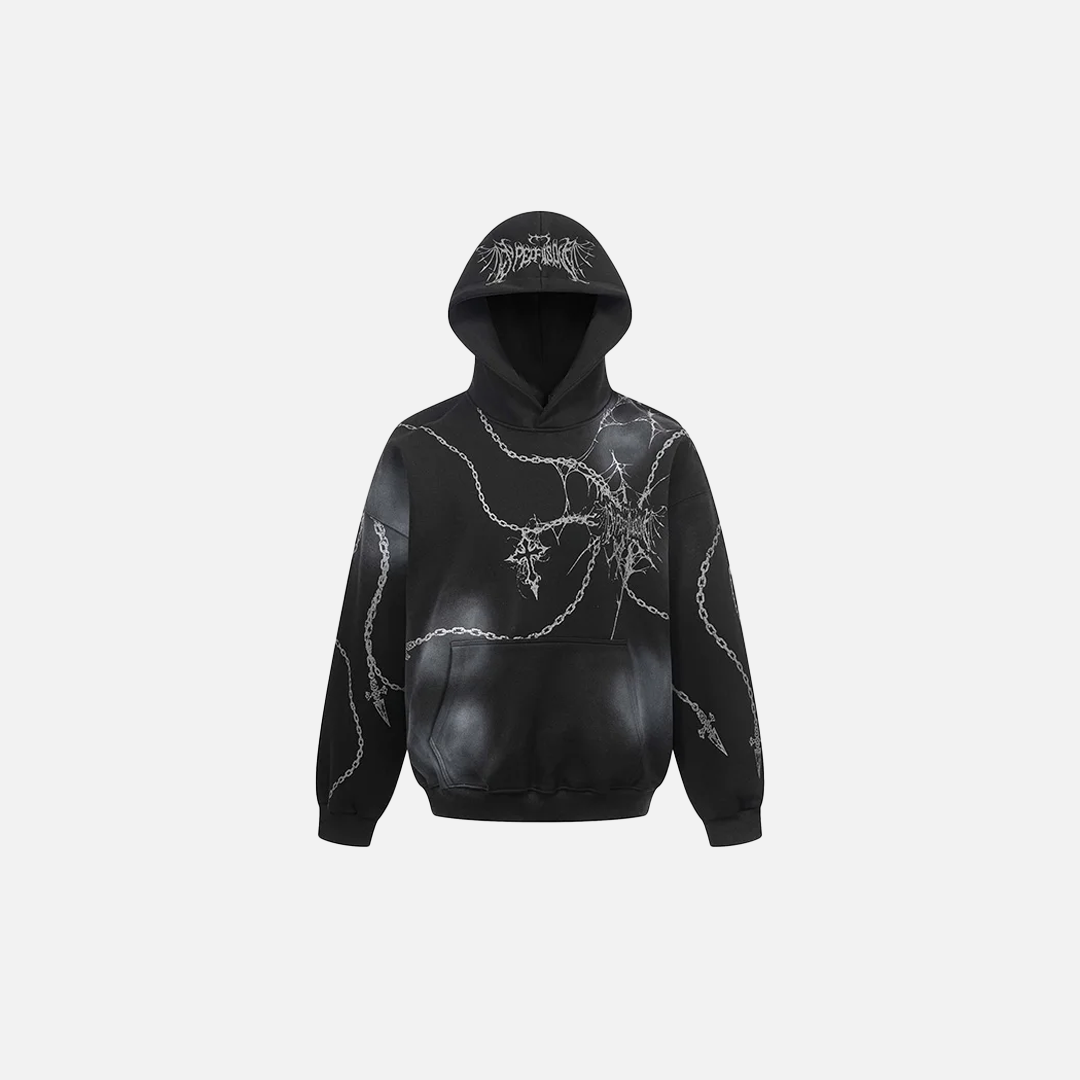 Goyhic Cross Print Oversized Hip Hop Hoodie - Luxuryurbanwear