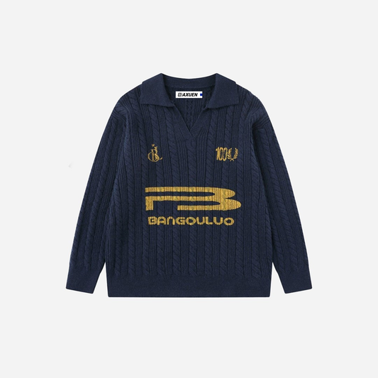Men Cozy Oversized Letter Print Casual Sweater - Luxuryurbanwear