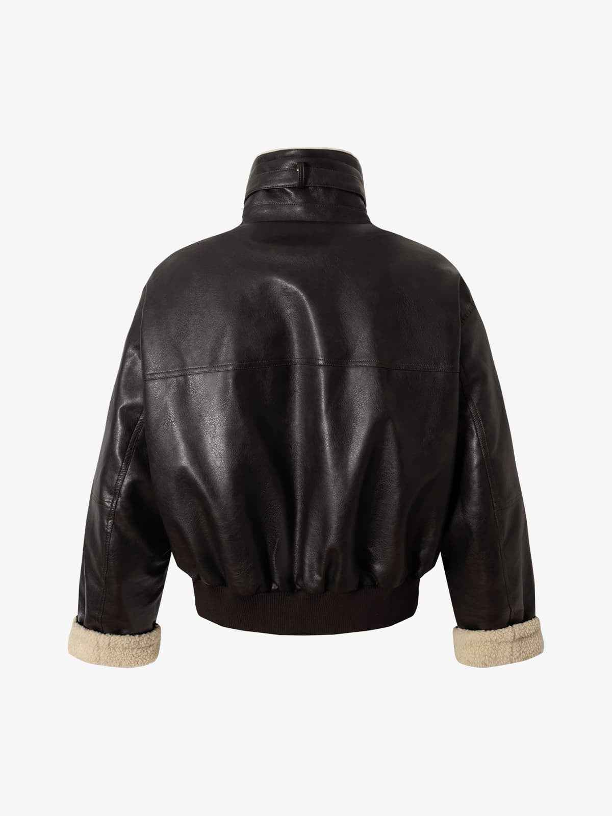 Vintage Shearling Collar Quilted Leather Jacket