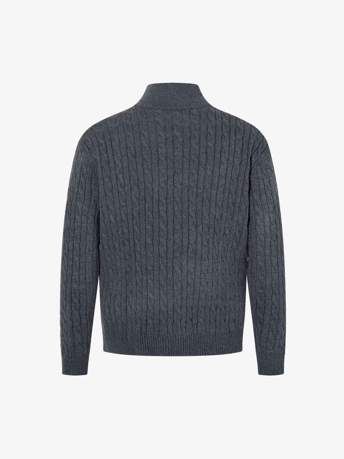 Cable Knit Half Zip Mock Neck Sweater