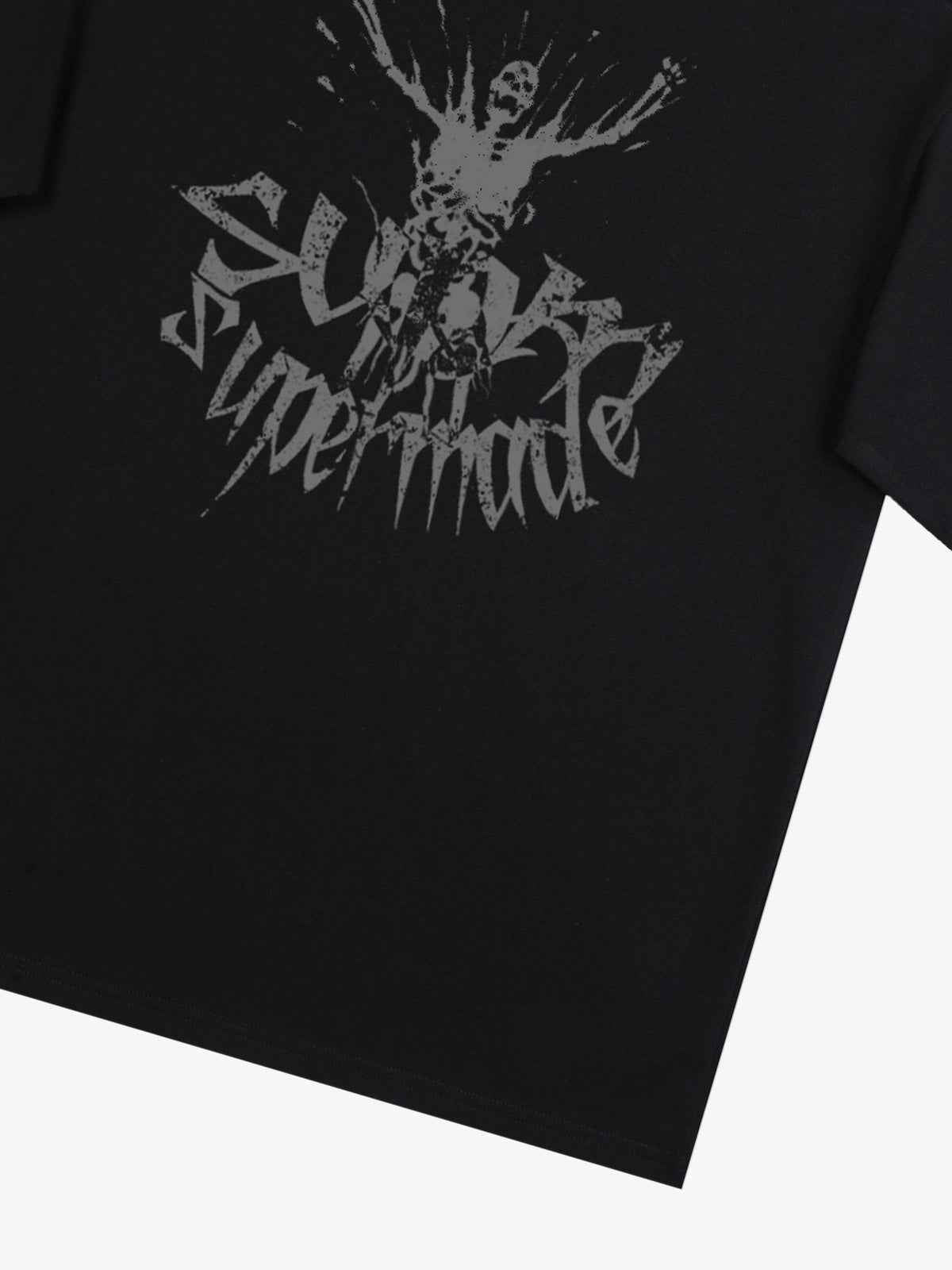 Gothic Skull Distressed Letter T-Shirt