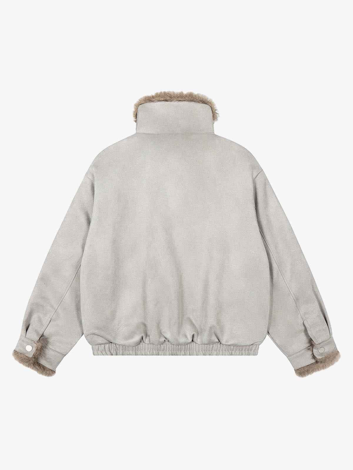 Vintage Suede Faux Fur Lined Aviator Bomber Jacket