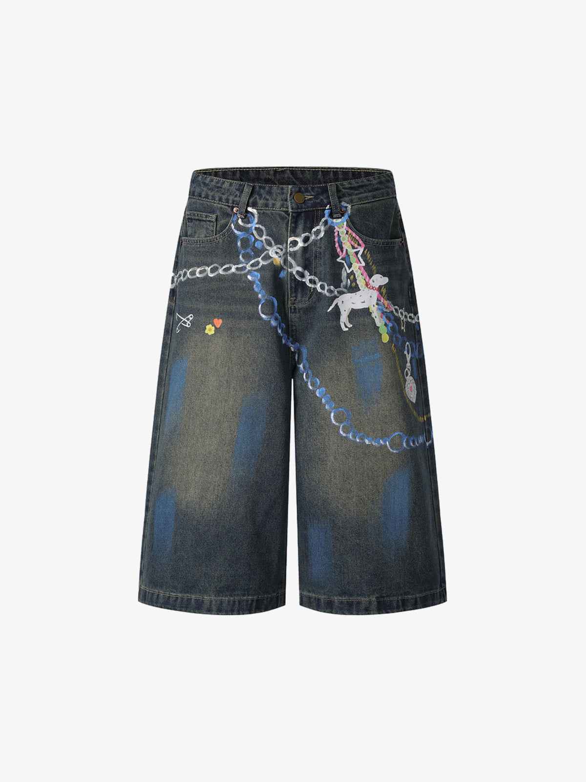 Street Painting Graffiti Denim Jorts - 2476