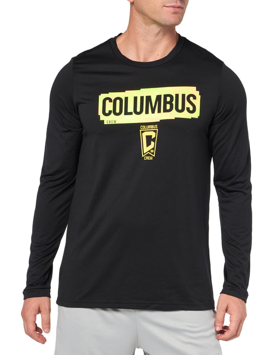 adidas Mens Long Sleeve Pre-Game T-Shirt Black/Columbus Crew Small
