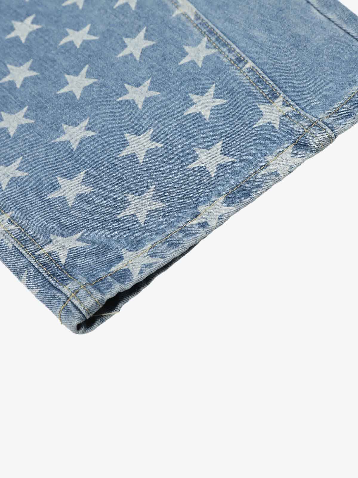 Vintage Asymmetrical Star-Wash Barrel Jeans