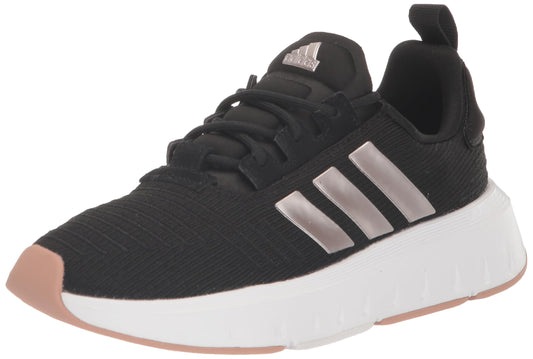 adidas Womens Swift Run 23 Sneaker Core Black/Champagne Metallic/White 6