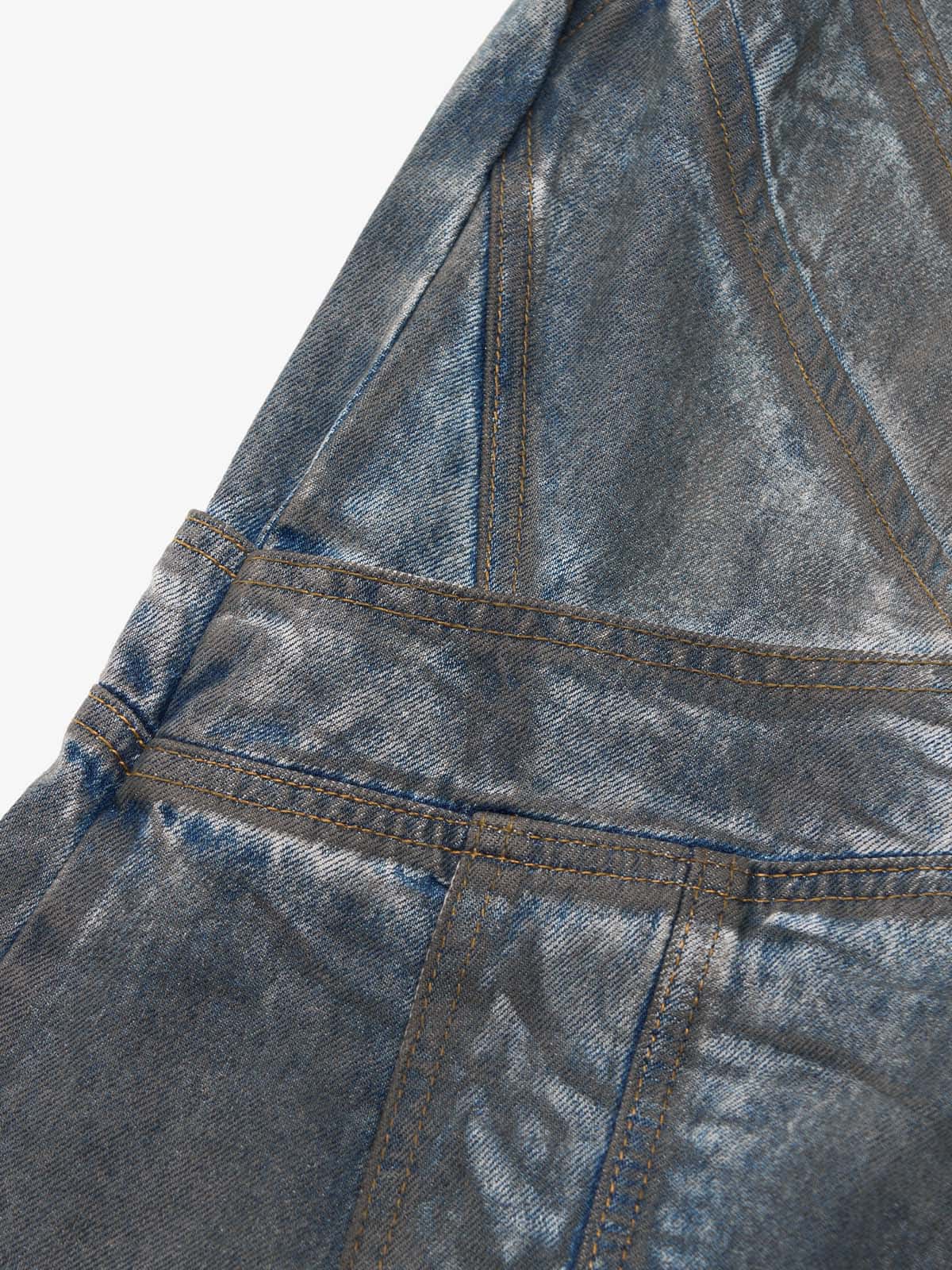 Vintage Washed Distressed Multi-Structure Patchwork Jeans - Luxuryurbanwear