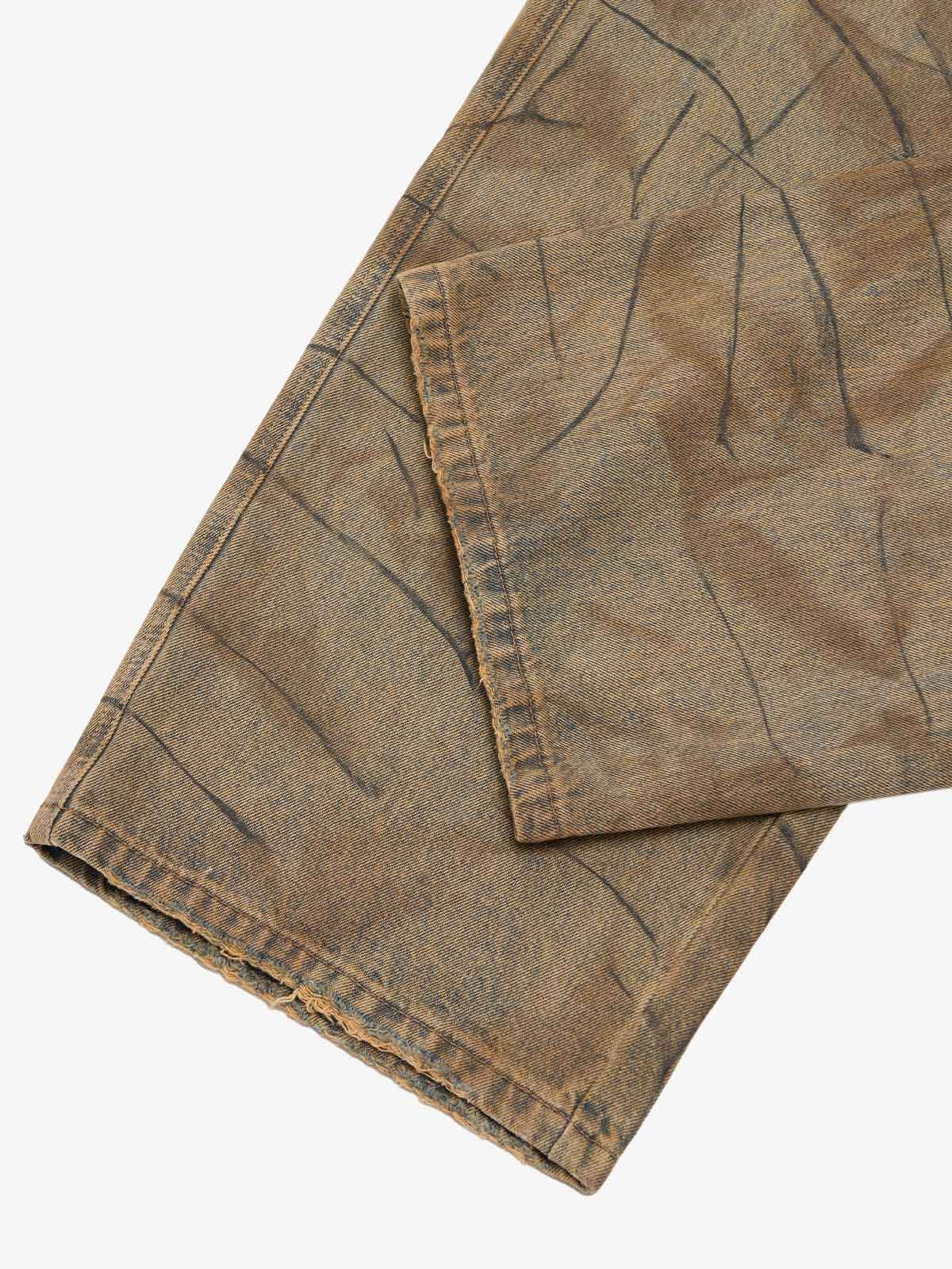 Vintage Washed Distressed Copper-Dyed Jeans