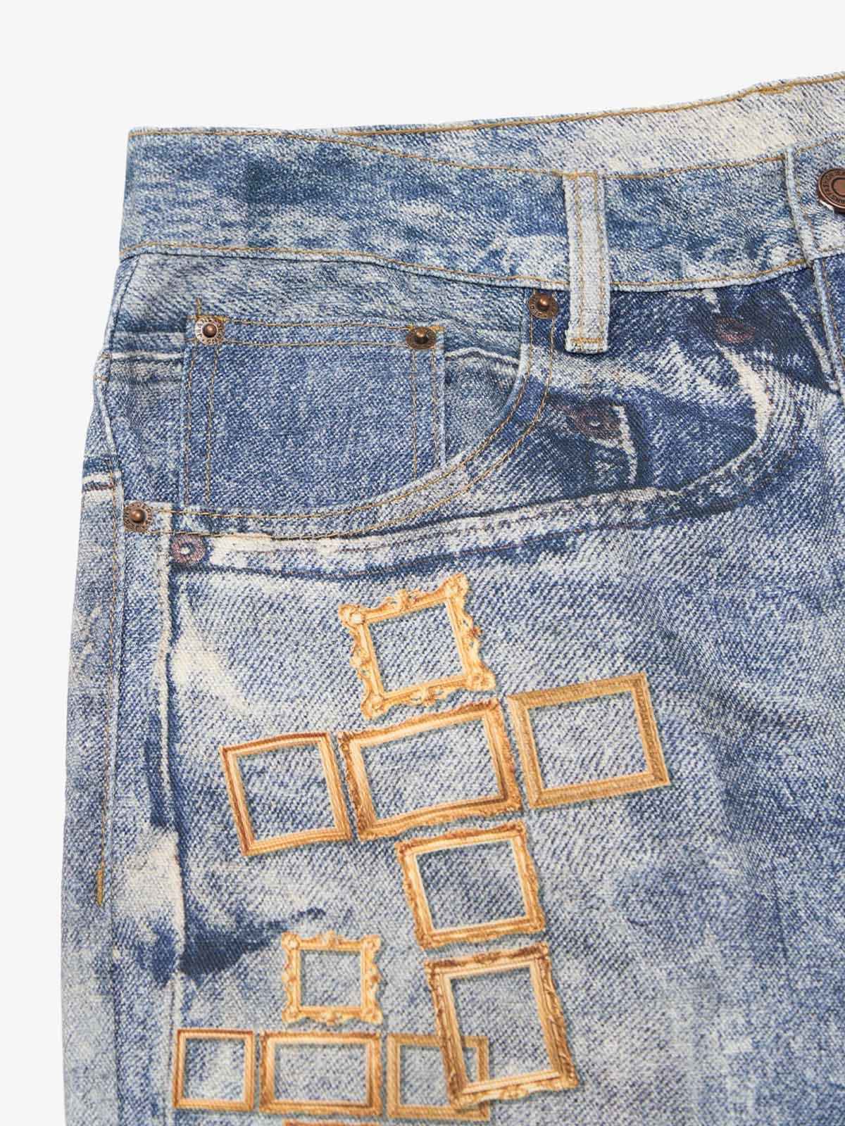 Frame Cross Print Denim Jeans - 2554