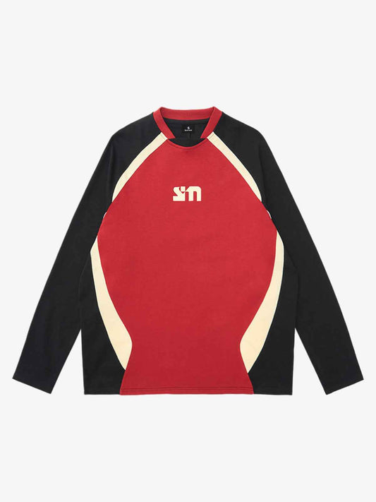 Original Retro Contrast Color Long-Sleeved T-Shirt