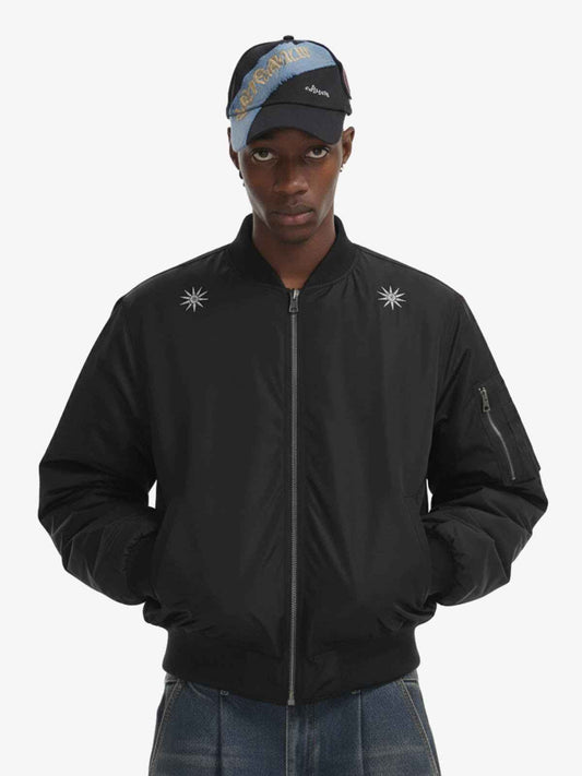 Vintage Graphic Star Embroidered Bomber Jacket