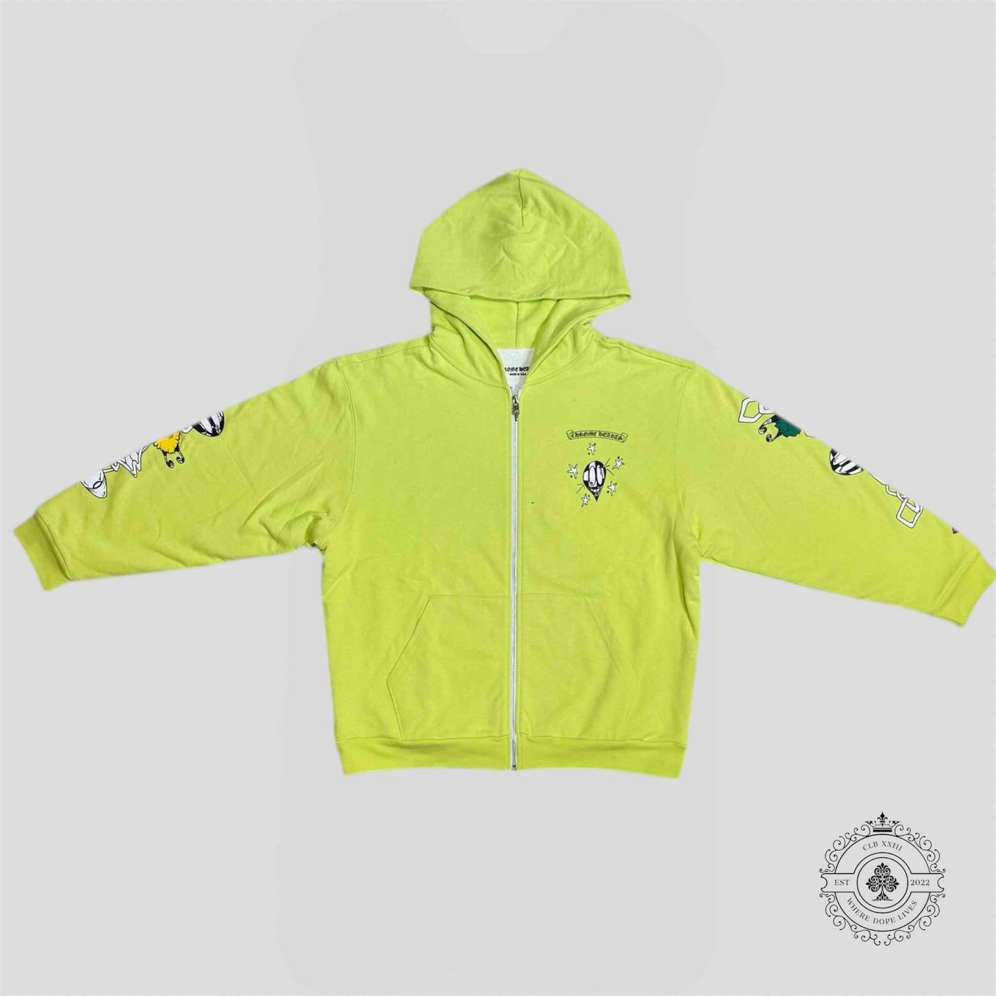 Chrome Hearts Matty Boy Link Zip Up Thermal Hoodie in Green