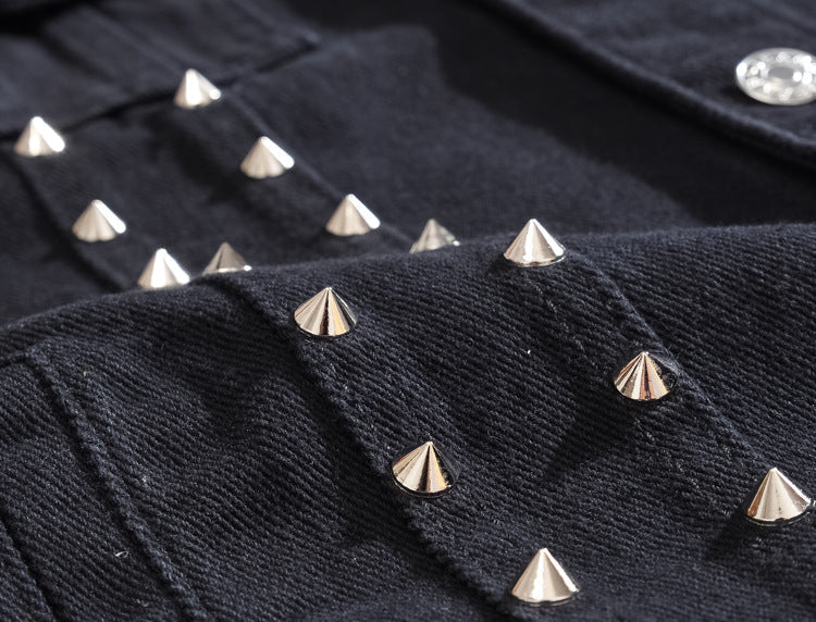 Edgy Studs Denim Vest