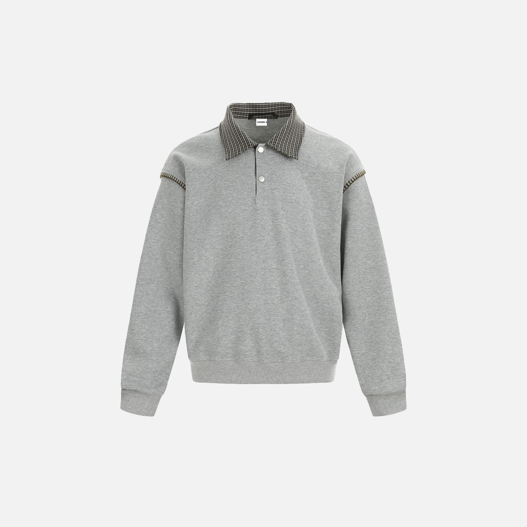 Men Stylish Oversized Plaid Collar Sweatshirt - Luxuryurbanwear