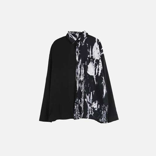 Y2K Gothic Punk Patchwork Long Sleeve Shirt - Luxuryurbanwear