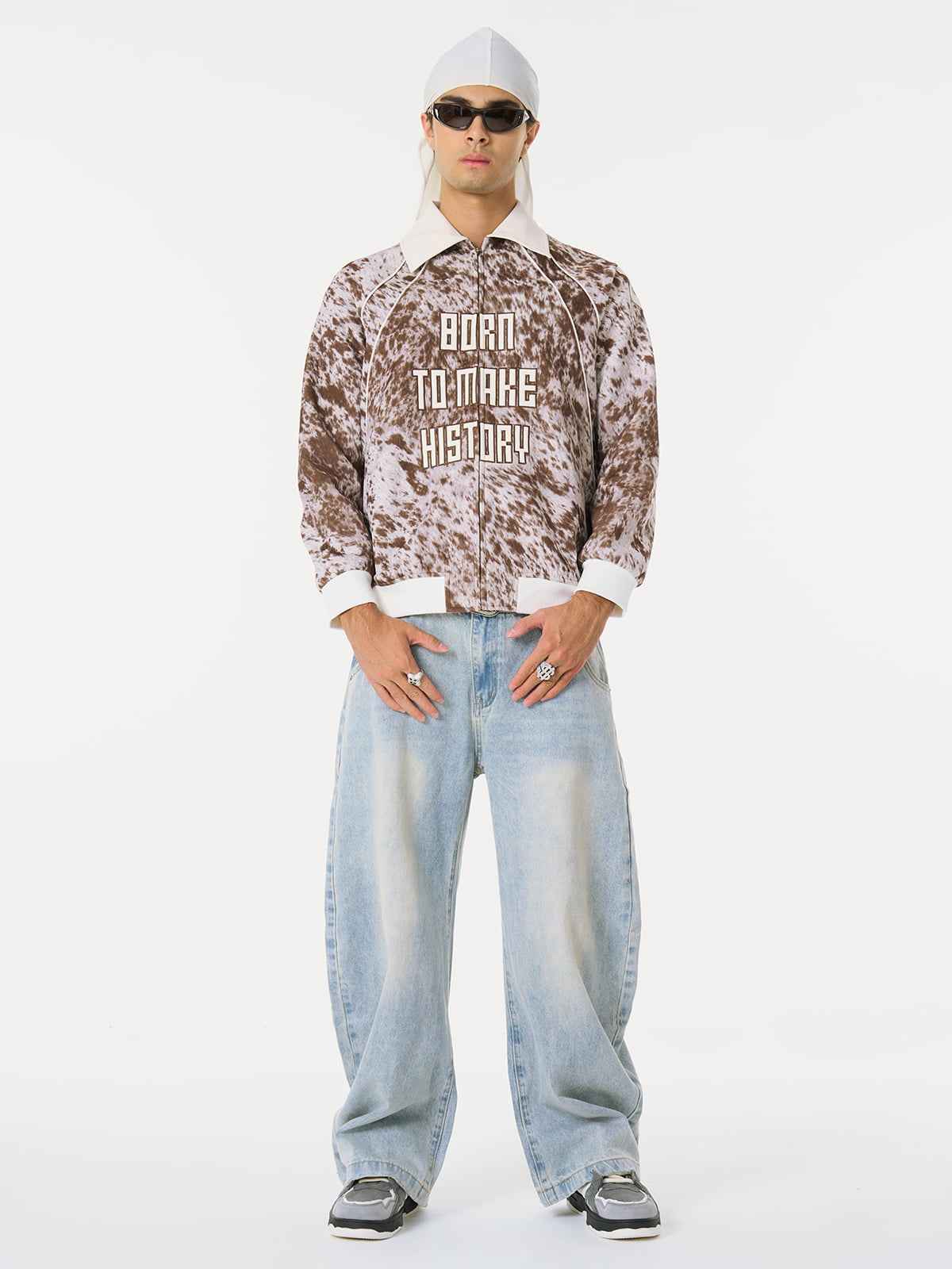 Retro Statement Snow Leopard Fleece Jacket