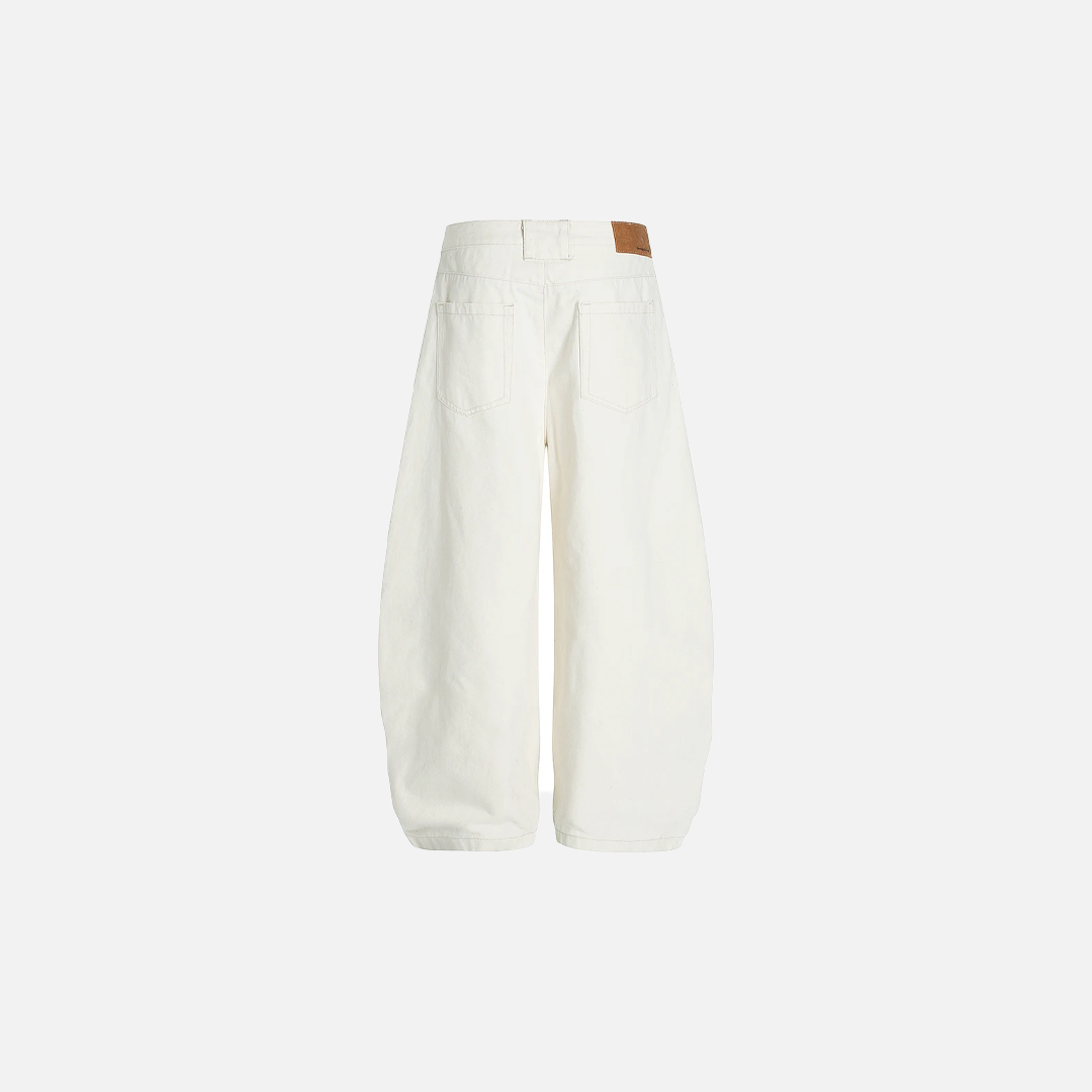White Streetwear High Street Loose Fit Wide Leg Jeans - Luxuryurbanwear