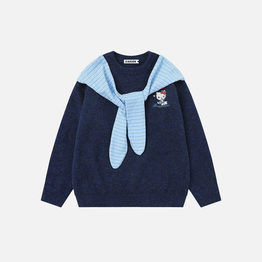 Cozy Oversized Bow Design Knit Sweater - Luxuryurbanwear