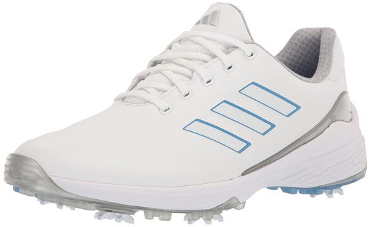 adidas Womens ZG23 Golf Shoes Footwear White/Blue Fusion Metallic/Silver Metallic 9