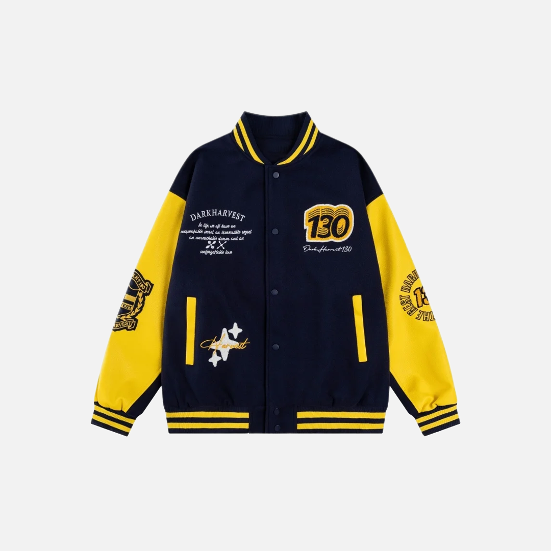 Casual Badge Single Breasted Embroidery Varsity Jacket - Luxuryurbanwear