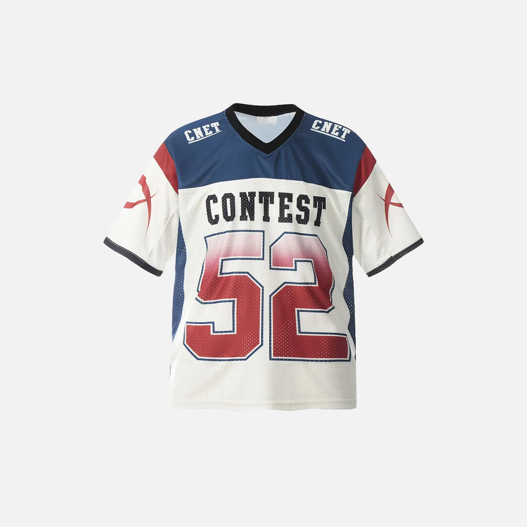 Insulated Y2K Patchwork Mesh Jersey Sport T-Shirt - Luxuryurbanwear
