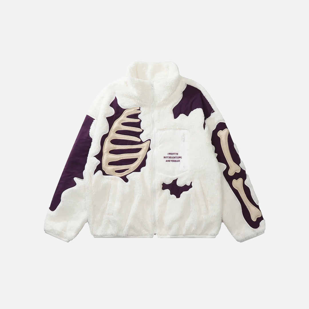 Winter Warm Skeleton Patchwork Fleece Puffer Jacket - Luxuryurbanwear