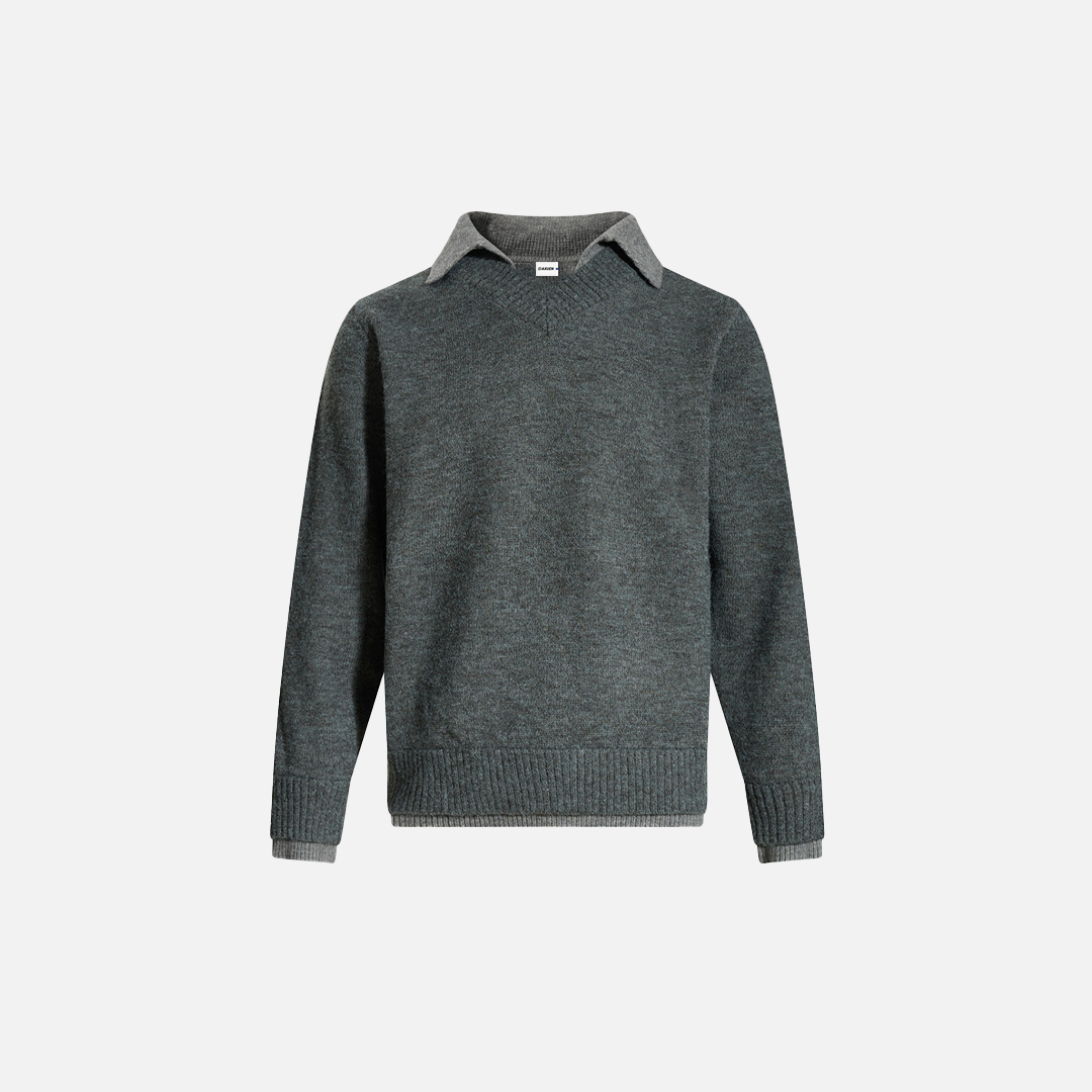 Breathable Oversized Collared Long Sleeve Sweater - Luxuryurbanwear