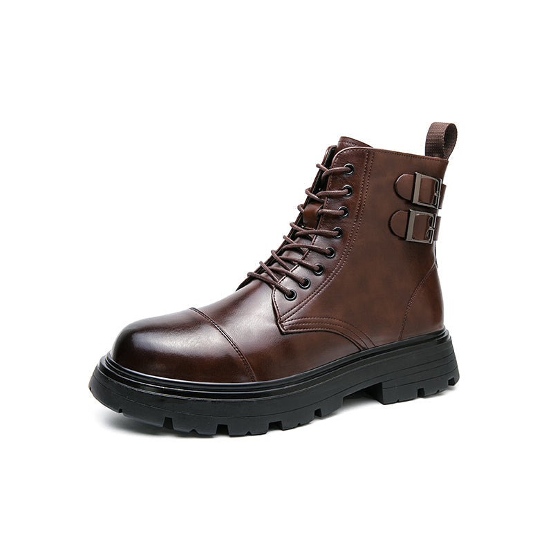 MLB LTHR-12 Square-Toe Combat Boots - Luxuryurbanwear