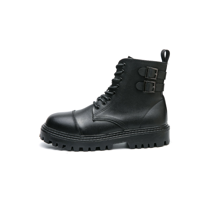 MLB LTHR-12 Square-Toe Combat Boots - Luxuryurbanwear