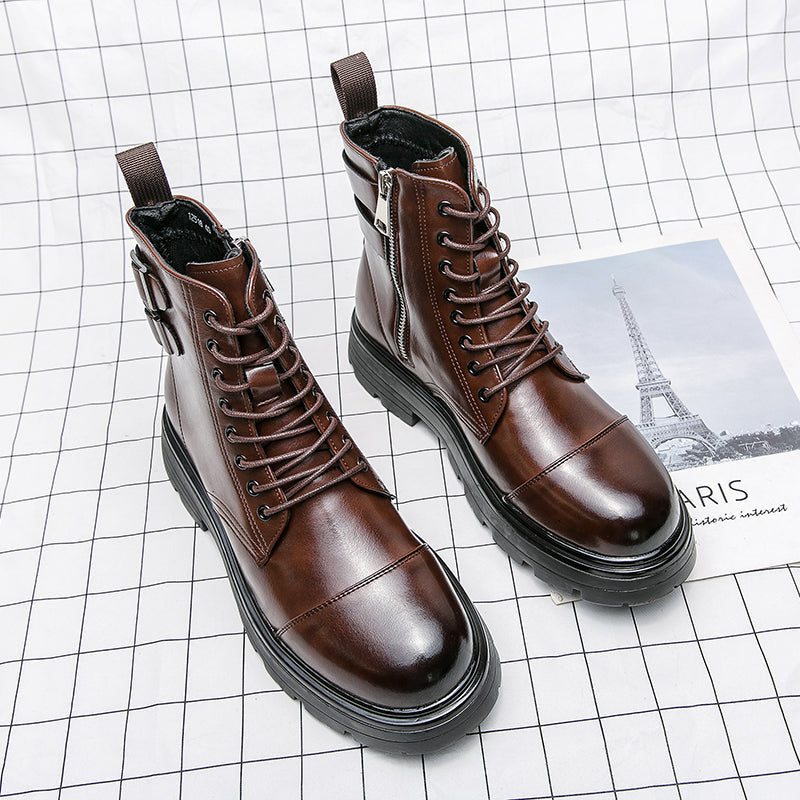 MLB LTHR-12 Square-Toe Combat Boots - Luxuryurbanwear