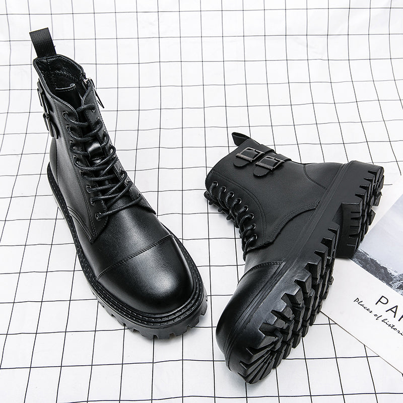 MLB LTHR-12 Square-Toe Combat Boots - Luxuryurbanwear