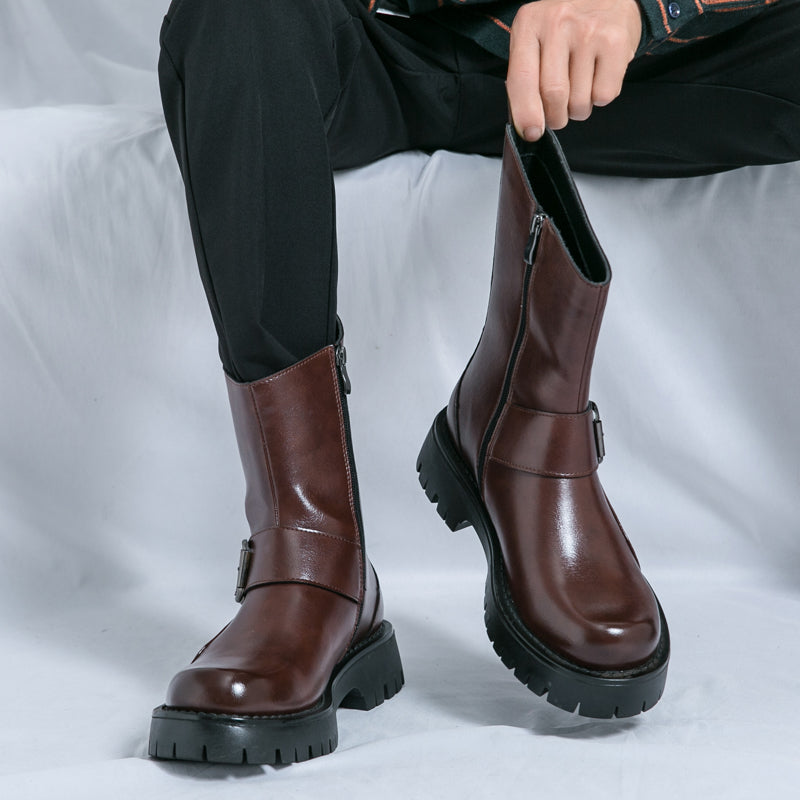 MLB LTHR-11 Rugged Mid-Calf Boots - Luxuryurbanwear