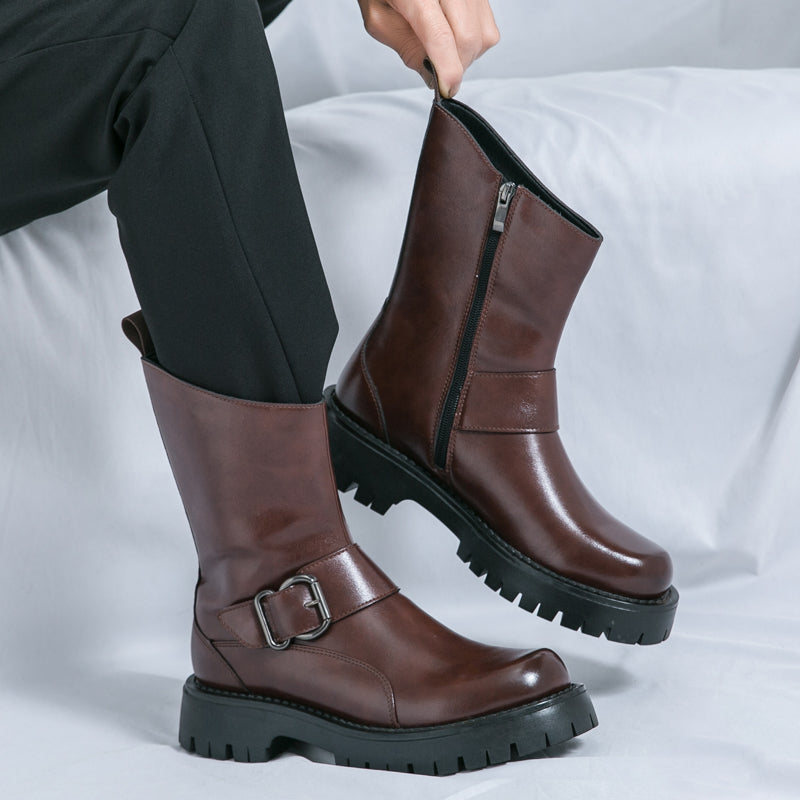 MLB LTHR-11 Rugged Mid-Calf Boots - Luxuryurbanwear